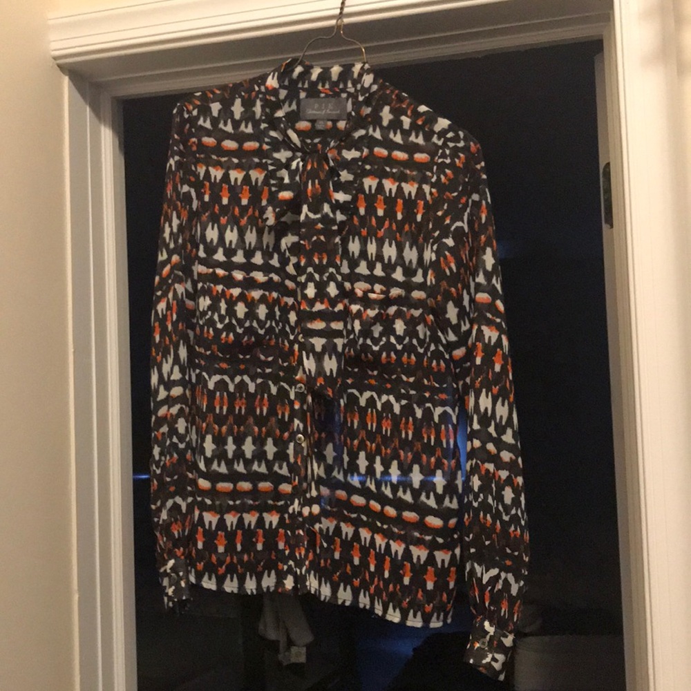 PJK tie neck sheer blouse